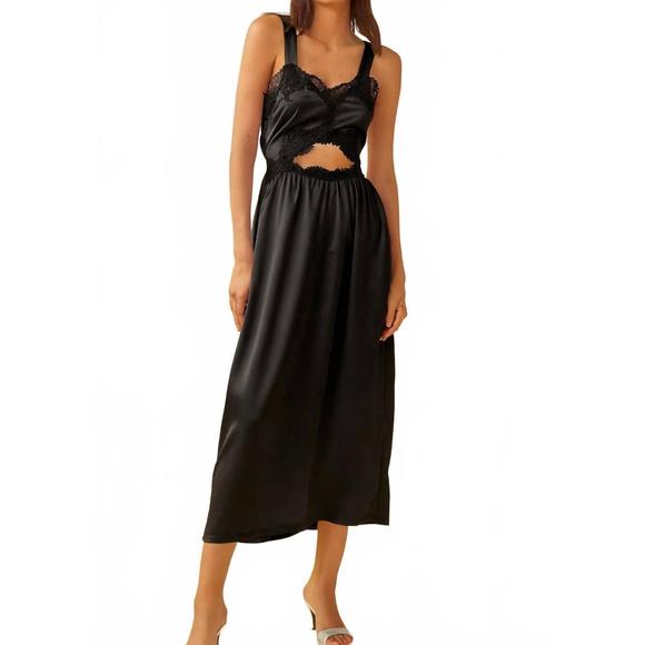 TACH Dresses & Skirts - NEW TACH helen satin midi dress in black